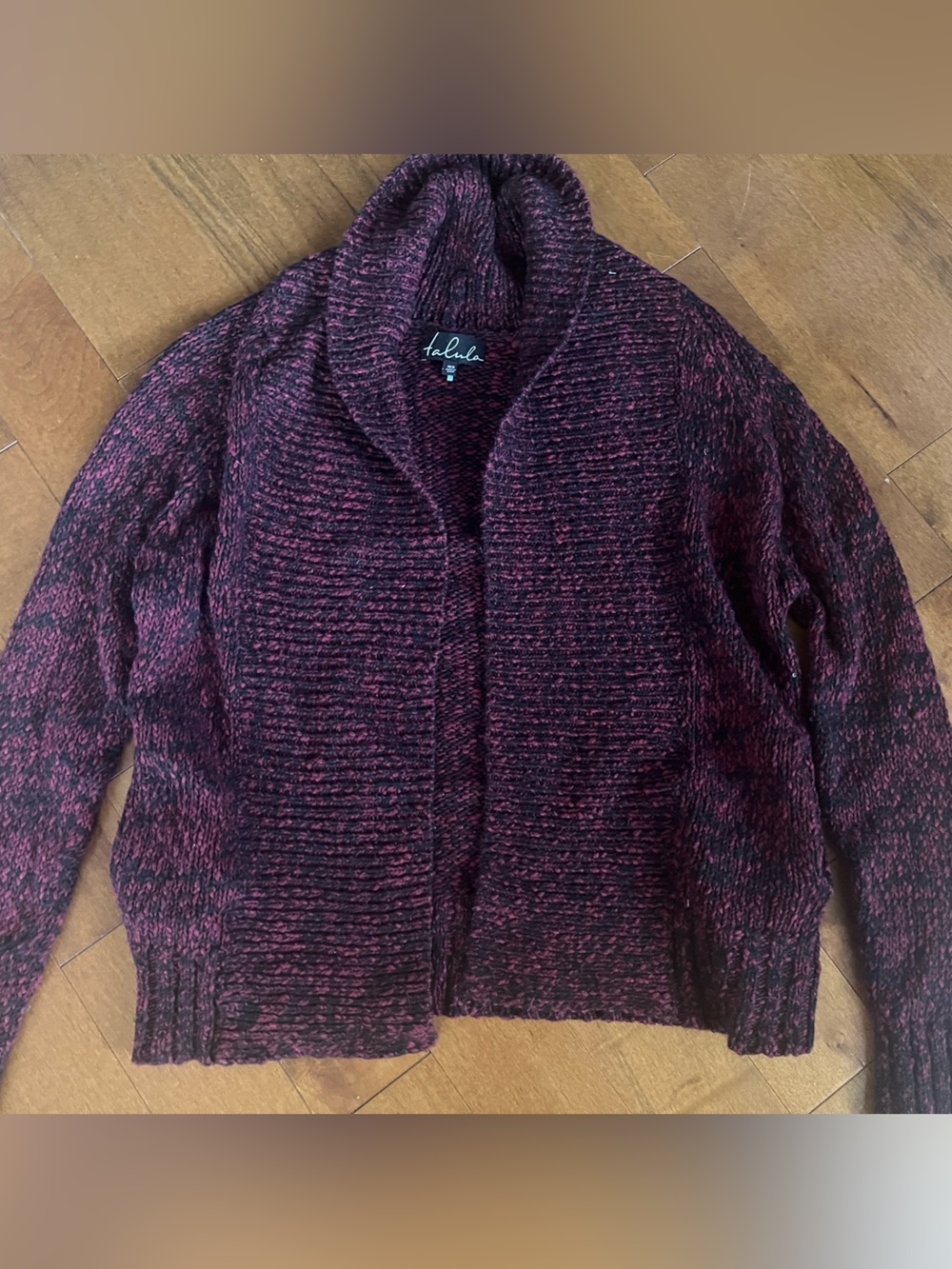Aritzia Burgundy Marled Talula Cardigan cotton cashmere blend minimalist S